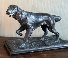 GUNDOG CHALK FIGURINE LARGE SETTER, SPRINGER SPANIEL, HUNTING DOG A/F