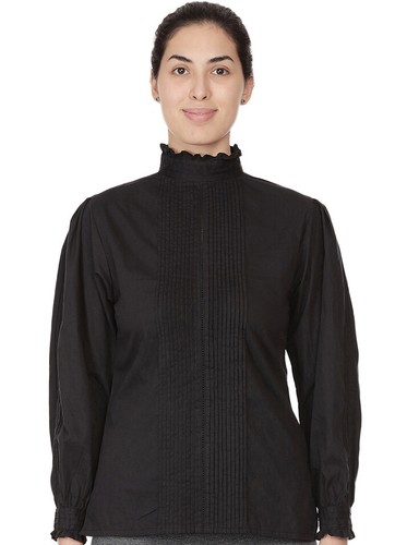 Black cotton edwardian blouse - cotton,