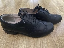 Clarks Women's Hamble Oak Black Leather Lace Up Brogue Shoes Size UK7/EU41