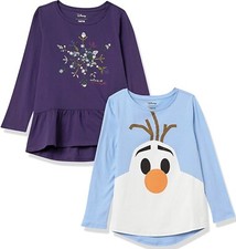 Spotted Zebra Girl's Disney Frozen Long-Sleeve Tuniic T-Shirts Size L 8/9 Years