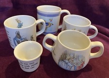 Wedgwood Beatrix Potter Peter Rabbit Vintage Mugs x 4 + Egg Cup