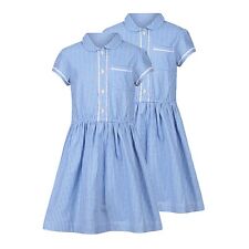 Girls 2 Pack Gingham Dress Summer School Uniform 4 Styles 5 Colours 3-14 Years