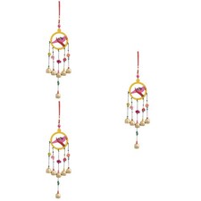  3 Pieces Wooden Parrot Wind Chimes Bell Home Ornament Outdoor Hanging Pendant