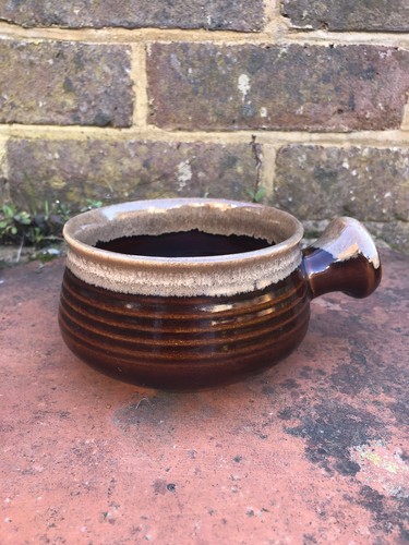 Vintage brown drip glaze soup - glaze,