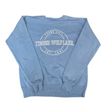 Hanes Sweatshirt Mens Small Blue Timber Wolf Lake Eco Smart Crew Neck Pullover