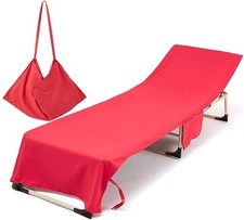 Morbuy Portable Solid Color Beach Towel, Beach Chair Cover Towel, Sun Lounger Be