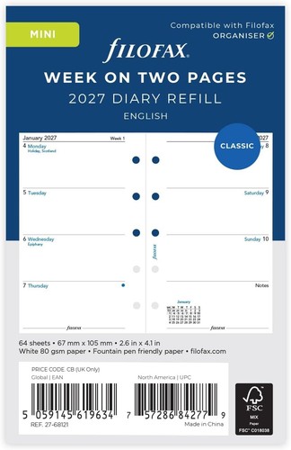 Filofax 2027 mini - mini, size