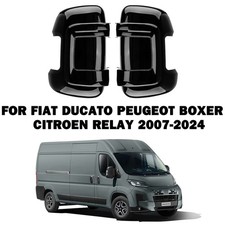 For Ducato Boxer Relay 2007-2024 Gloss Black Wing Mirror Cover Protectors L & R
