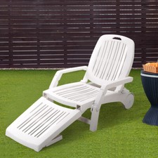 Sun Lounger Folding Recliner Chair Portable Reclining Garden Outdoor Seat Bed