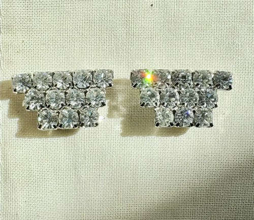 Vintage rhinestone dress clips - rhinestone,