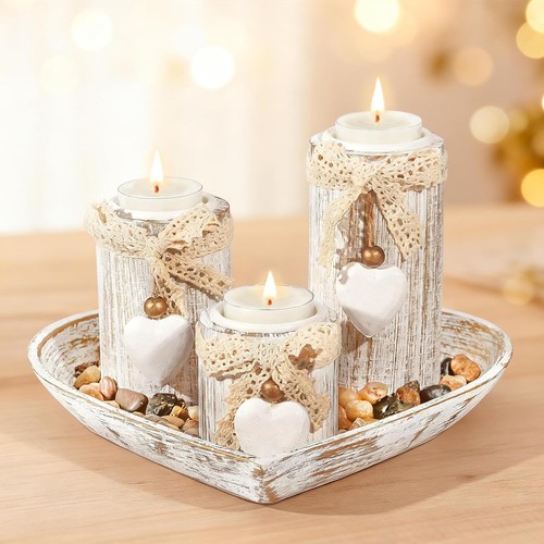 Wooden tealight candle holders - wooden,