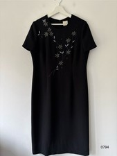 Eastex Black Embroidered Dress – UK 12 / EU 38 (New Without Tags)