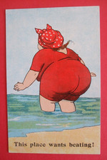 Old Comic SEASIDE LADY FAT BUM