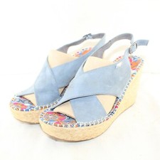 ROCKET DOG womens buckle high wedge heel blue faux suede sandals size 8.5 Medium