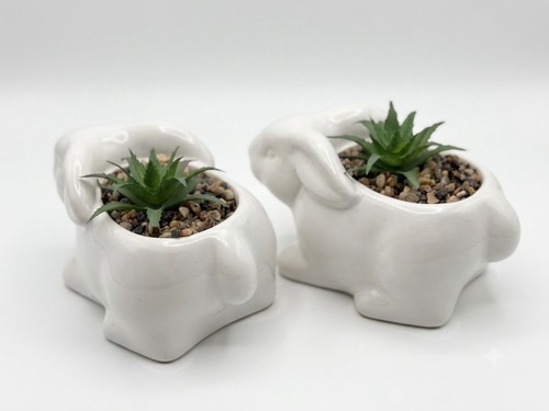 Ceramic bunny planters set - planters,