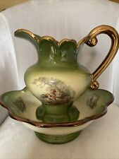 Beautiful Vintage Washing Jug and Bowl Set - medium size Green