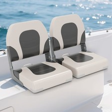 Upholstered Folding Captain Boat Chair w/Padded Seat-Grey