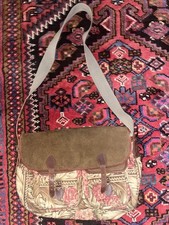 J & M Davidson Large Floral Messenger Bag Canvas And Suede NWOT