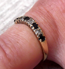 Ladies 9ct Gold Diamond And Sapphire Wishbone Style Ring Size I 1/2 W 1.27 Grams