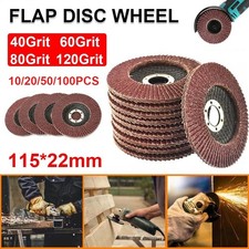 10-100Pack Flap Grinding Sanding Discs 115x 22.2mm 40 60 80 120 Grit Sander Pads