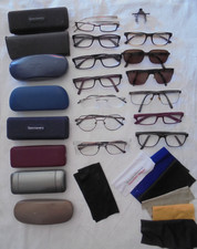Spectacles Eye Glasses Bundle Lot & Cases & Cleaning Cloths - For Spares Repairs