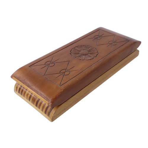 Vintage hand carved wooden box - hand,
