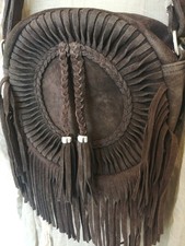 Boho real suede fringed tassel