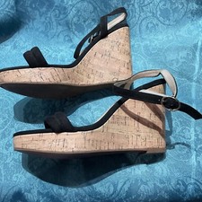 H&M black suede strappy cork