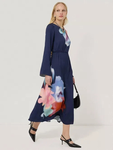 Jigsaw navy floral silky - navy,