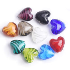 10pcs 16x14mm Heart Lampwork Glass Charms Loose Spacer Beads DIY Findings