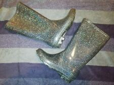 Kids, JuJu, Silver/Iridescent, Glittery Welly Boots size 10