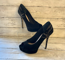 Guess Black Diamante Peep Toe