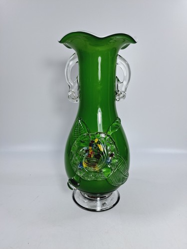 Vase green cased - vase, glass