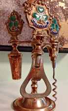 1940s Ireland English Brass Barware Set, Corkscrew, Bottle Opener,  Stopper