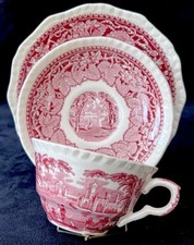 Mason’s Ironstone “Vista” Pink Vintage Tea Cup, Saucer & Tea plate Trio