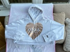 Dropdead Ladies White Cropped Teddy Heart Logo Hoodie Size Small - Medium G8 Con