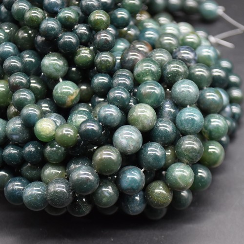 Moss agate round beads - moss,