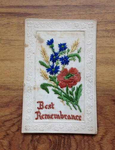 Wwi silk embroidered postcard - silk,