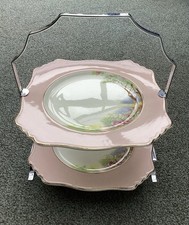 Vintage Ceramic Royal Winton Grimwades 2 Tier Cake Stand complete