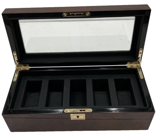 Wolf wooden watch box glass - wooden,
