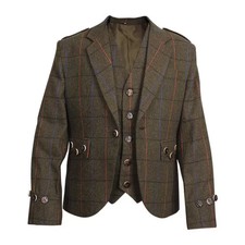 Scottish men’s Argyle jacket Brown tweed Highland Scottish wedding kilt jacket