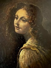 Vintage ( Antique Style) haunting Oil Portrait Painting Of A Young Girl / Woman.