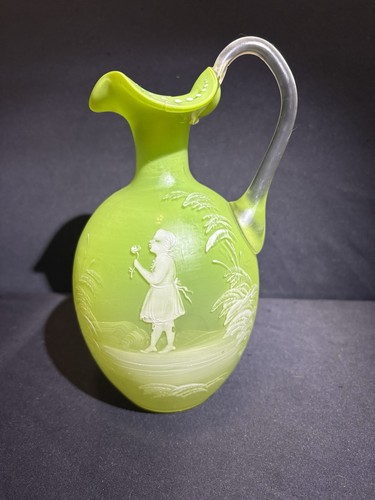 Vtg mary gregory frosted - mary, green