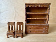Vintage Scratch Built Dolls House Furniture Chairs Dresser Folk Art