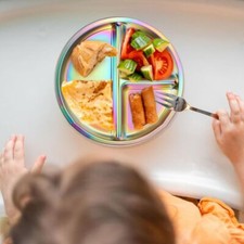 1x Portion Control Plate 3 Compartment Food Tray Round Divided Plate Adults/Kids