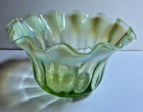 Small antique vaseline glass - antique,