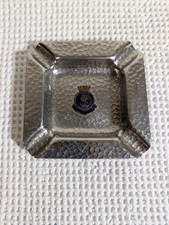 VINTAGE ROYAL NAVY HMS RODNEY BADGED HAND BEATEN ASHTRAY