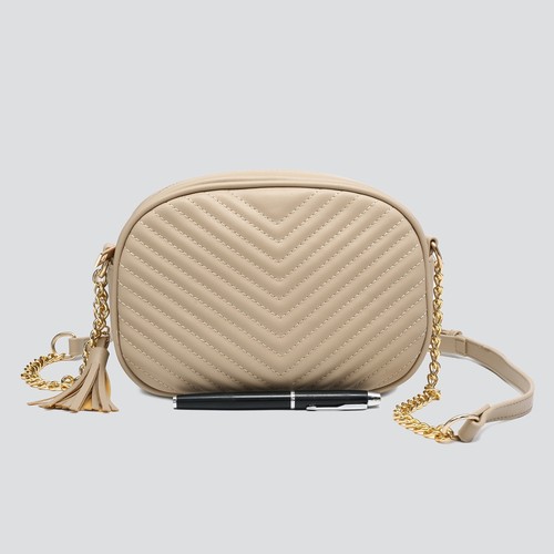 Faux leather quilted crossbody - faux,