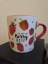 red white strawberry mug