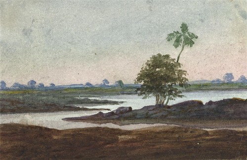 River landscape miniature - -,